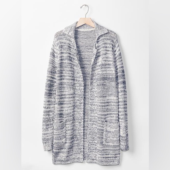 GAP Sweaters - Gap Marled long knit cardigan sweater with Flat-knit ribbed collar,Size M,PtP 20